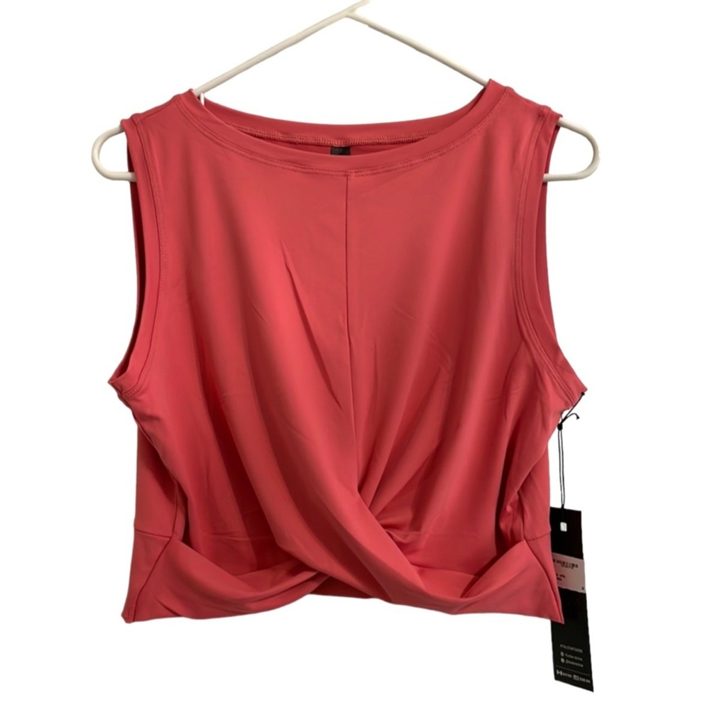 Kyodan Pale Coral Pink Crossover Cropped Athletic Gym Tank Women's Size XL NWT